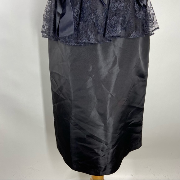 Vintage Jolie Madame Size 5/6 Small? Strapless Dress Floral Lace Black Sequin - Picture 4 of 11